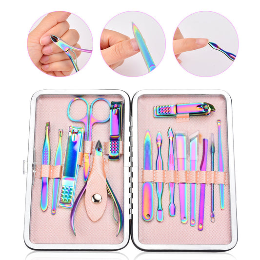 15-piece Colorful Manicure Tool Set Symphony Stainless Steel