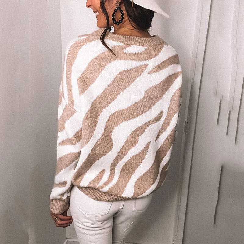 Striped Pullover Stitching Striped Knit Sweater