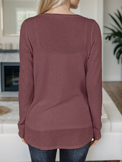 Twisted V-Neck Long Sleeve T-Shirt