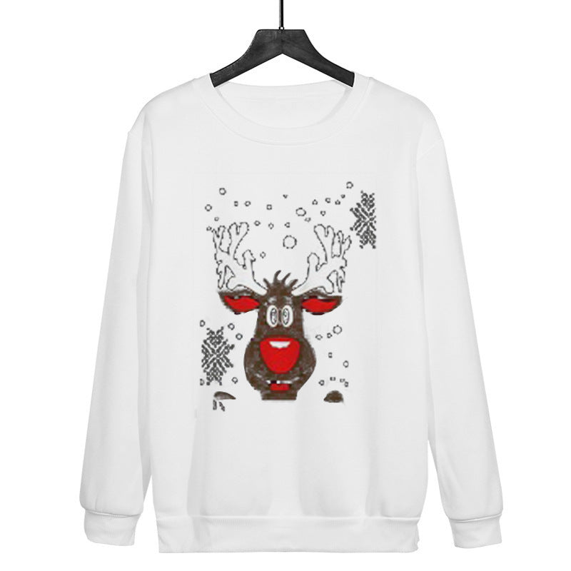 Christmas Antlers Cute Print Crew Neck Sweater