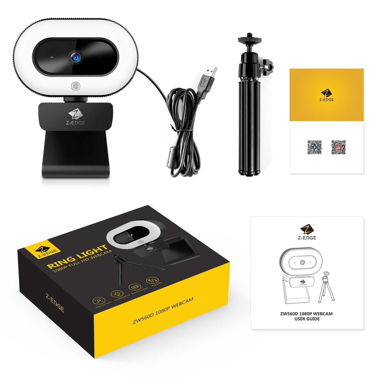 Z-EDGE ZW560D Full HD 1080P Webcam Auto Focus Web Camera For PC Desktop Laptop