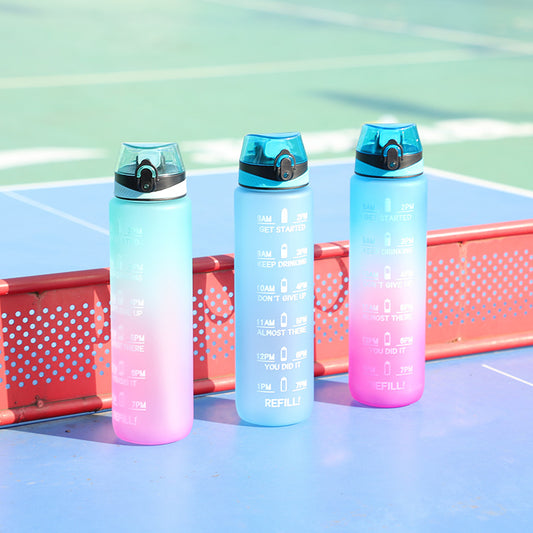 Portable Gradient Color Large Capacity Plastic Sports Water Cup